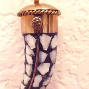 Shell Inlaid Horn Necklace